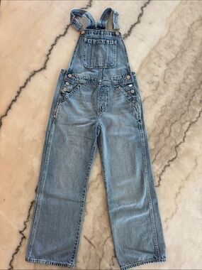 Light Wash Denim Overalls with Front Pocket